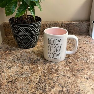 Rae Dunn Boom Chicka Boom White with Pink inside Mug